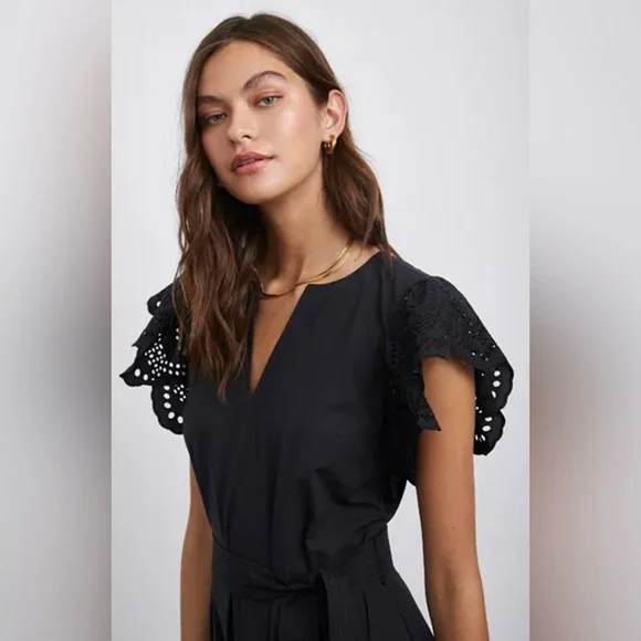 Rails Gia Eyelet Sleeve Dress, Black - M - Picture 3 of 9